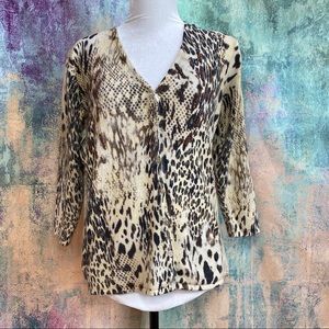 📌 Pierri New York Animal Print Cardigan with Beads